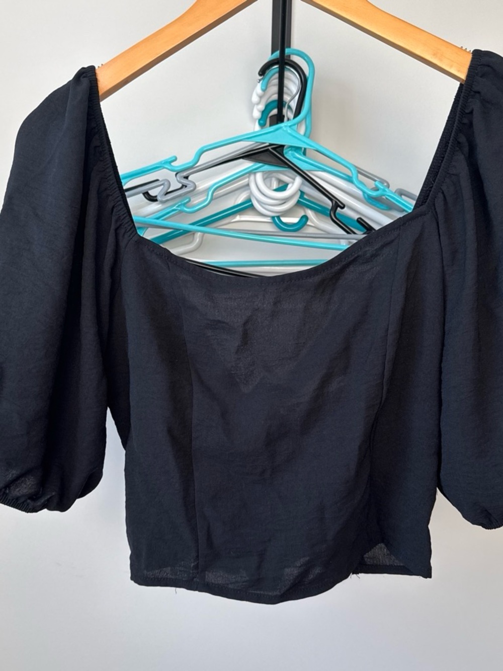 Altar'd State Black Off-the-Shoulder Puff Sleeve Top